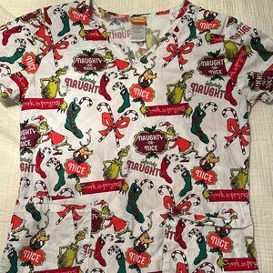 Christmas scrub top